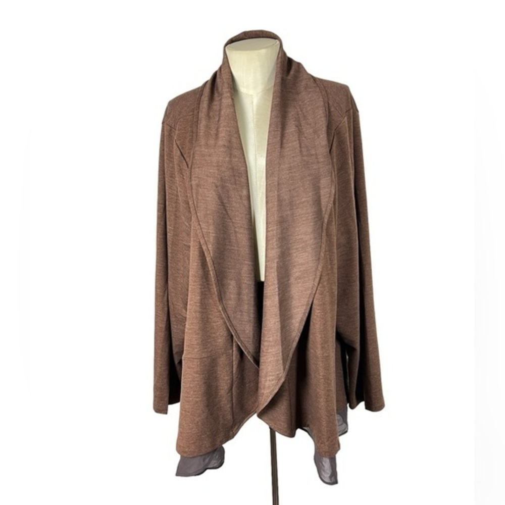 Logo Lounge Lori‎ Goldstein Size 4X Gemma Cardigan brown sheer chiffon hem Plus